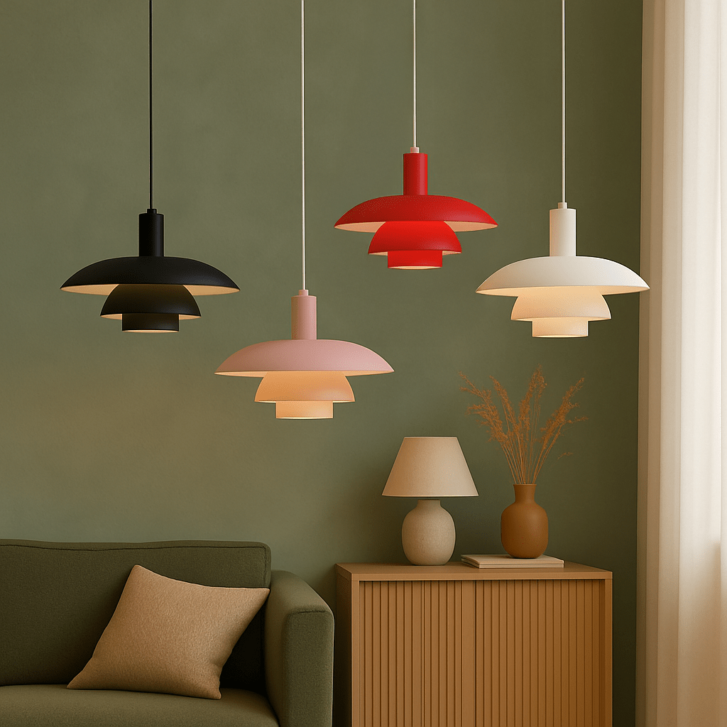 Nowoczesna lampa wisząca z metalowym kloszem w kształcie stopni, średnica 12 cali | Rosalyssa