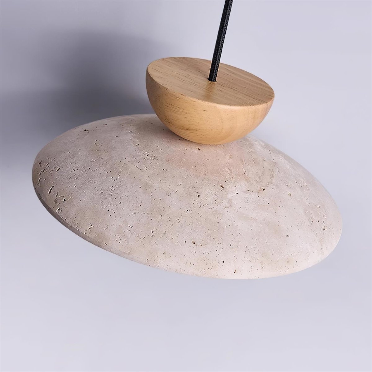 Layered Wood And Stone Shade Pendant Light Fixture | Rosalyssa
