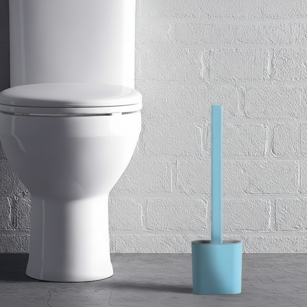 壁掛けホルダー付きフレキシブルシリコン製トイレブラシ