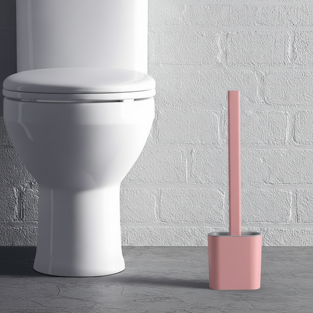 壁掛けホルダー付きフレキシブルシリコン製トイレブラシ