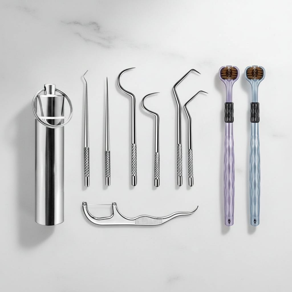 Portable Toothpick Set With Reusable Metal Toothpicks In Travel Case