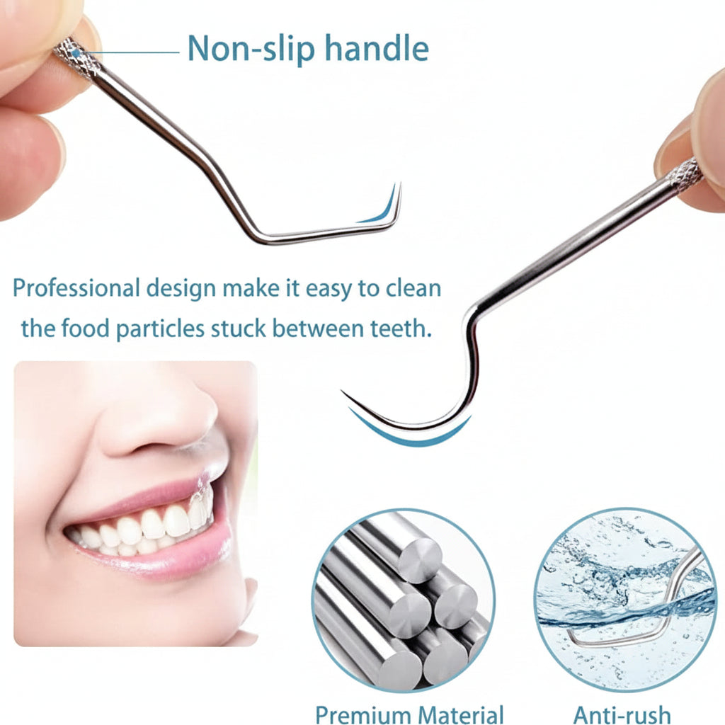 Portable Toothpick Set With Reusable Metal Toothpicks In Travel Case