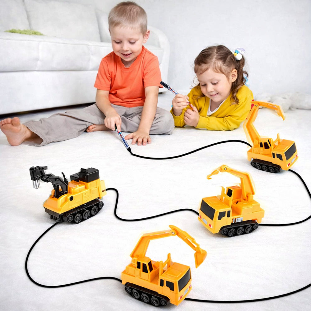 Toy Car Drawing Set With Inductive Line Tracking Playset