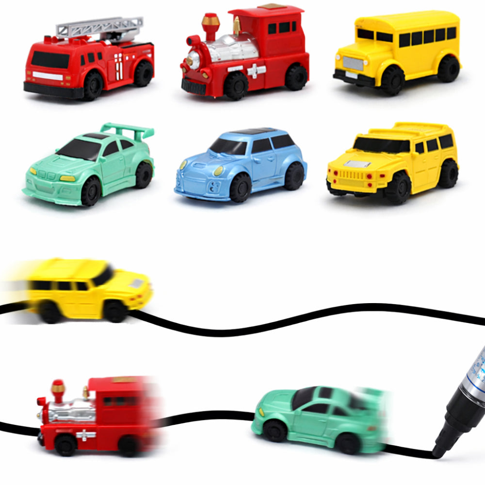 Toy Car Drawing Set With Inductive Line Tracking Playset
