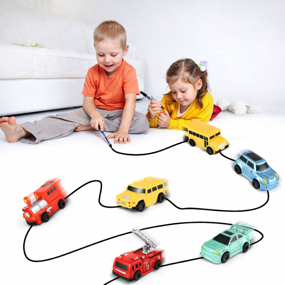 Toy Car Drawing Set With Inductive Line Tracking Playset
