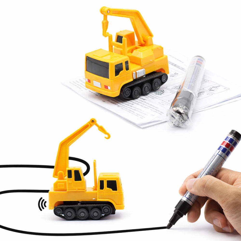 Toy Car Drawing Set With Inductive Line Tracking Playset