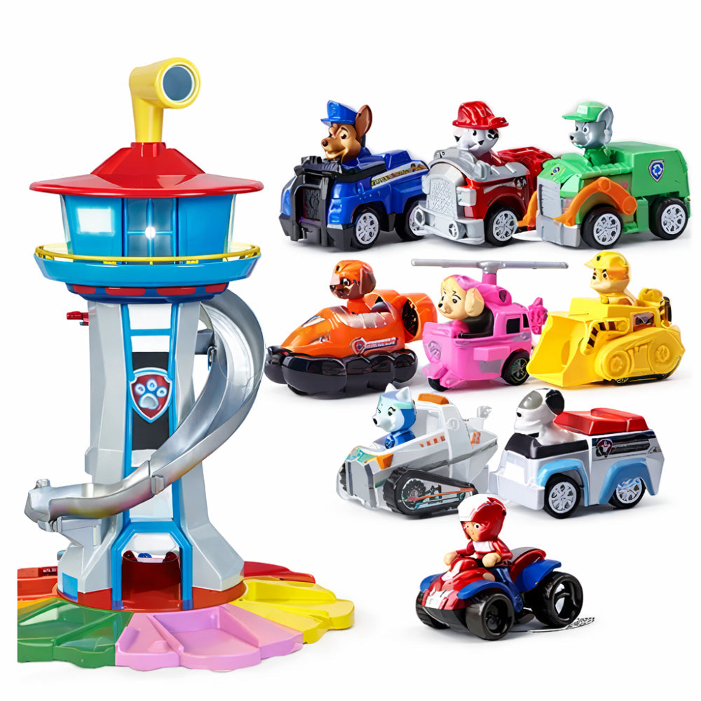 Children's Racing Car Tower With Slide Track Playset