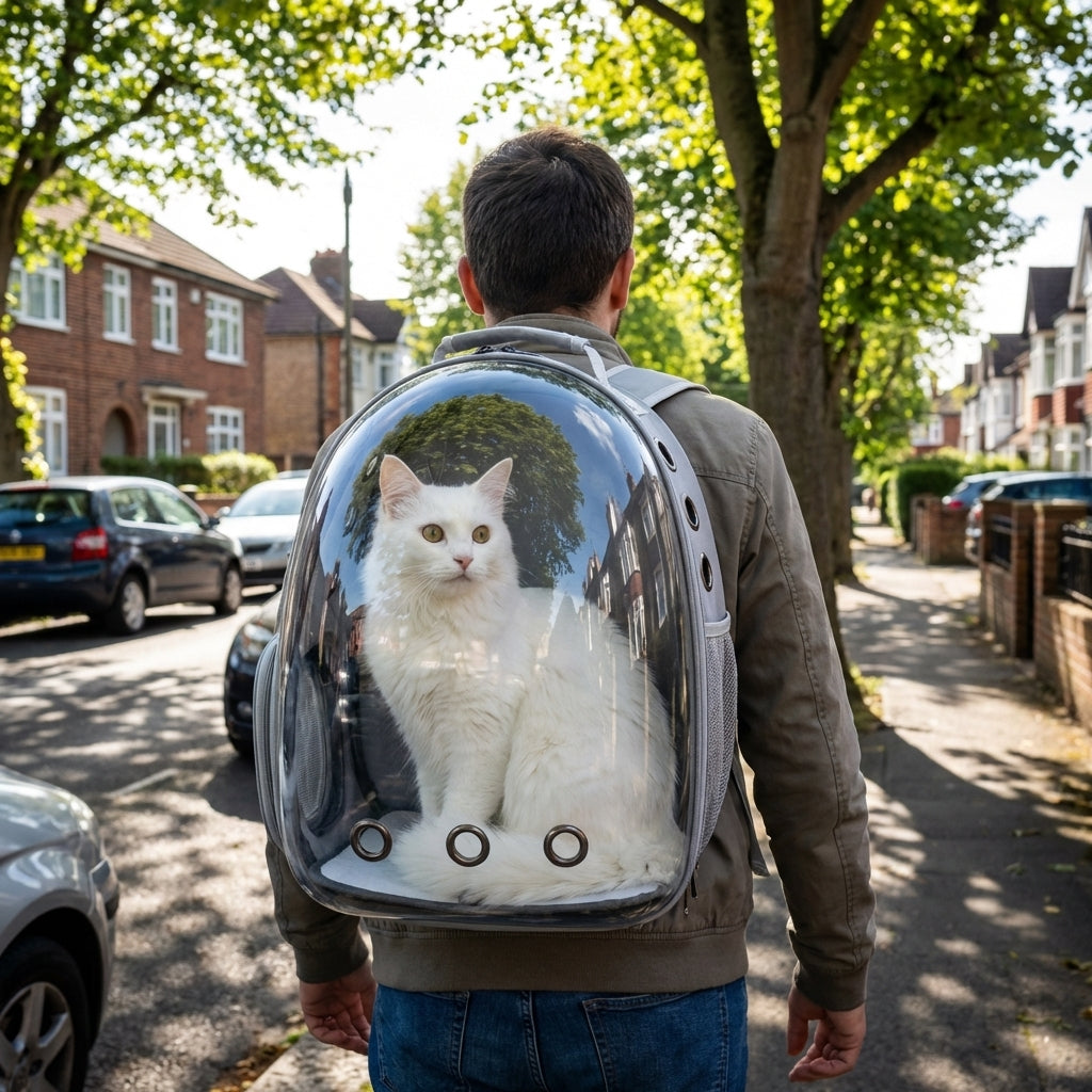 Transparenter Bubble-Katzenrucksack mit PVC und Oxford 30x23x42cm | Rosalyssa