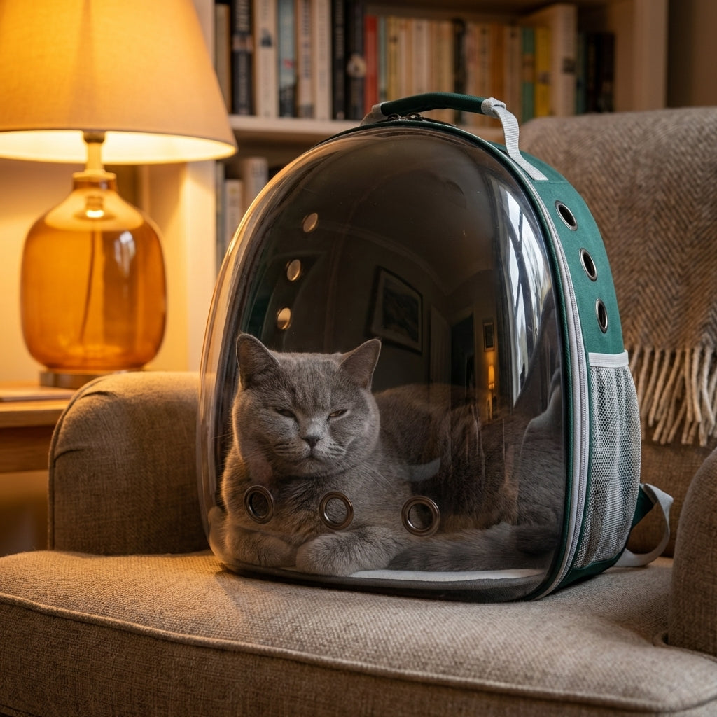 Transparenter Bubble-Katzenrucksack mit PVC und Oxford 30x23x42cm | Rosalyssa