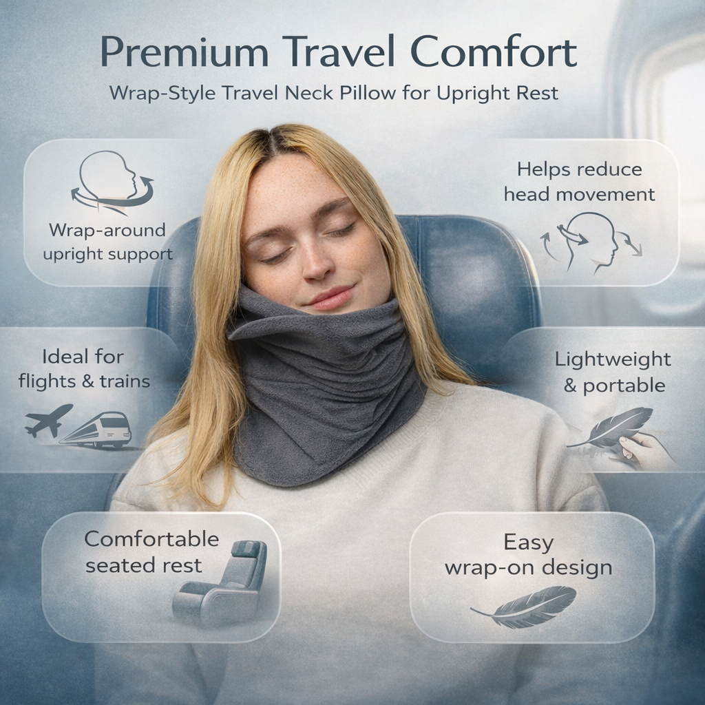 Cuscino da Viaggio Compatto Avvolgente per il Riposo in Posizione Eretta su Voli e Viaggi su Strada
