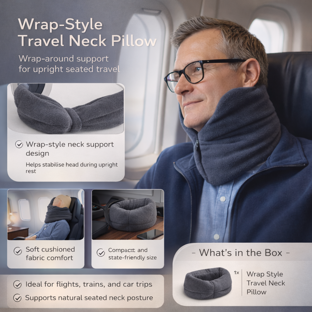 Oreiller de voyage enveloppant pour soutien de la tête en position verticale