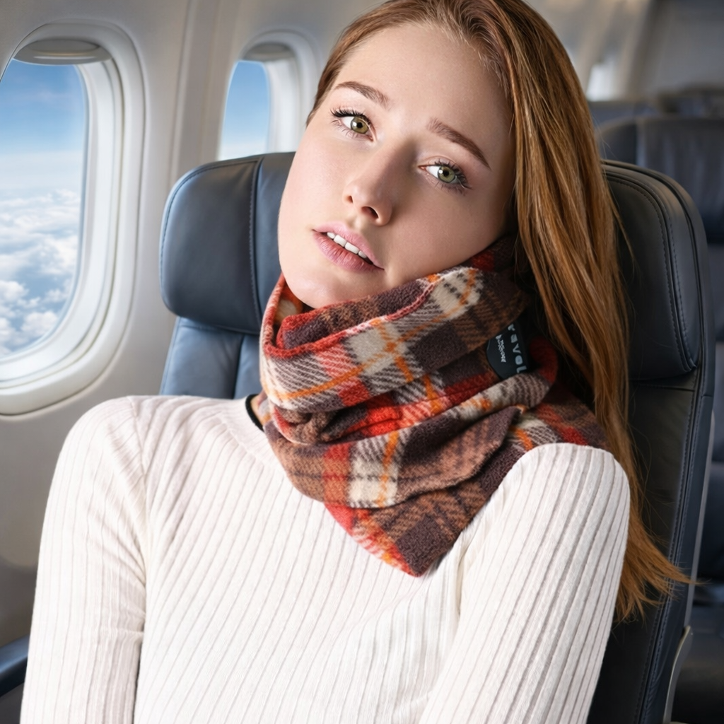 Oreiller de voyage enveloppant pour soutien de la tête en position verticale