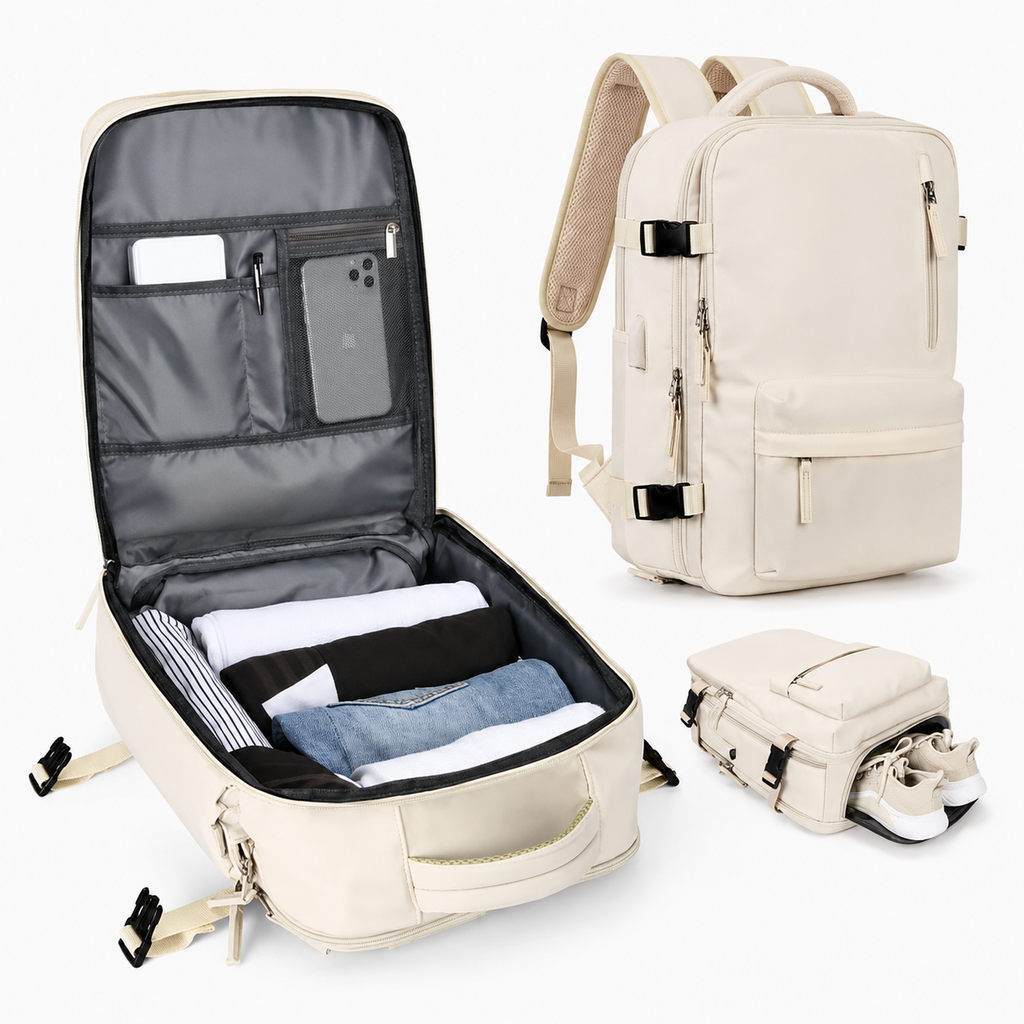 Carry On Travel Backpack With Laptop Compartment And Shoe Pocket
