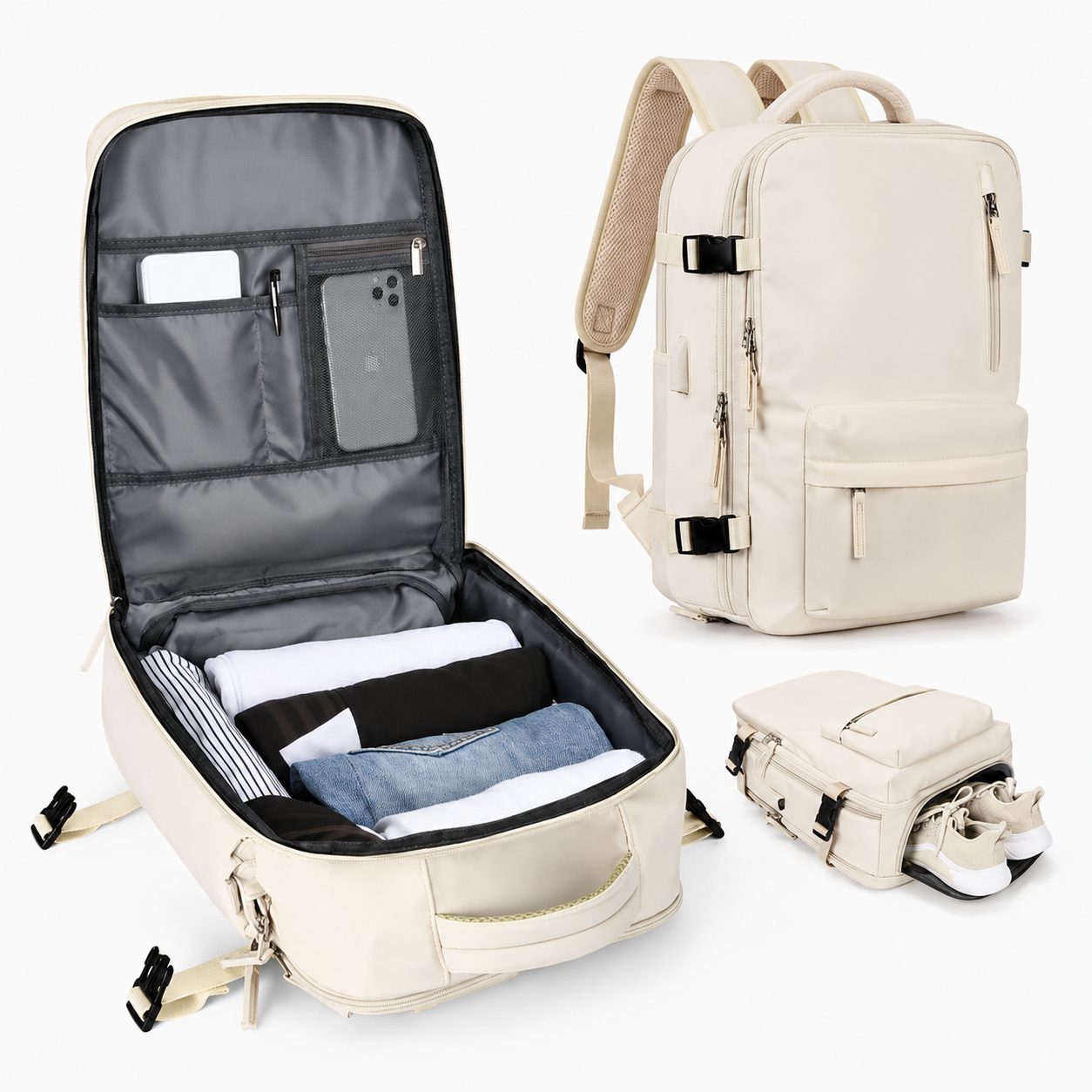 Carry On Travel Backpack With Laptop Compartment And Shoe Pocket