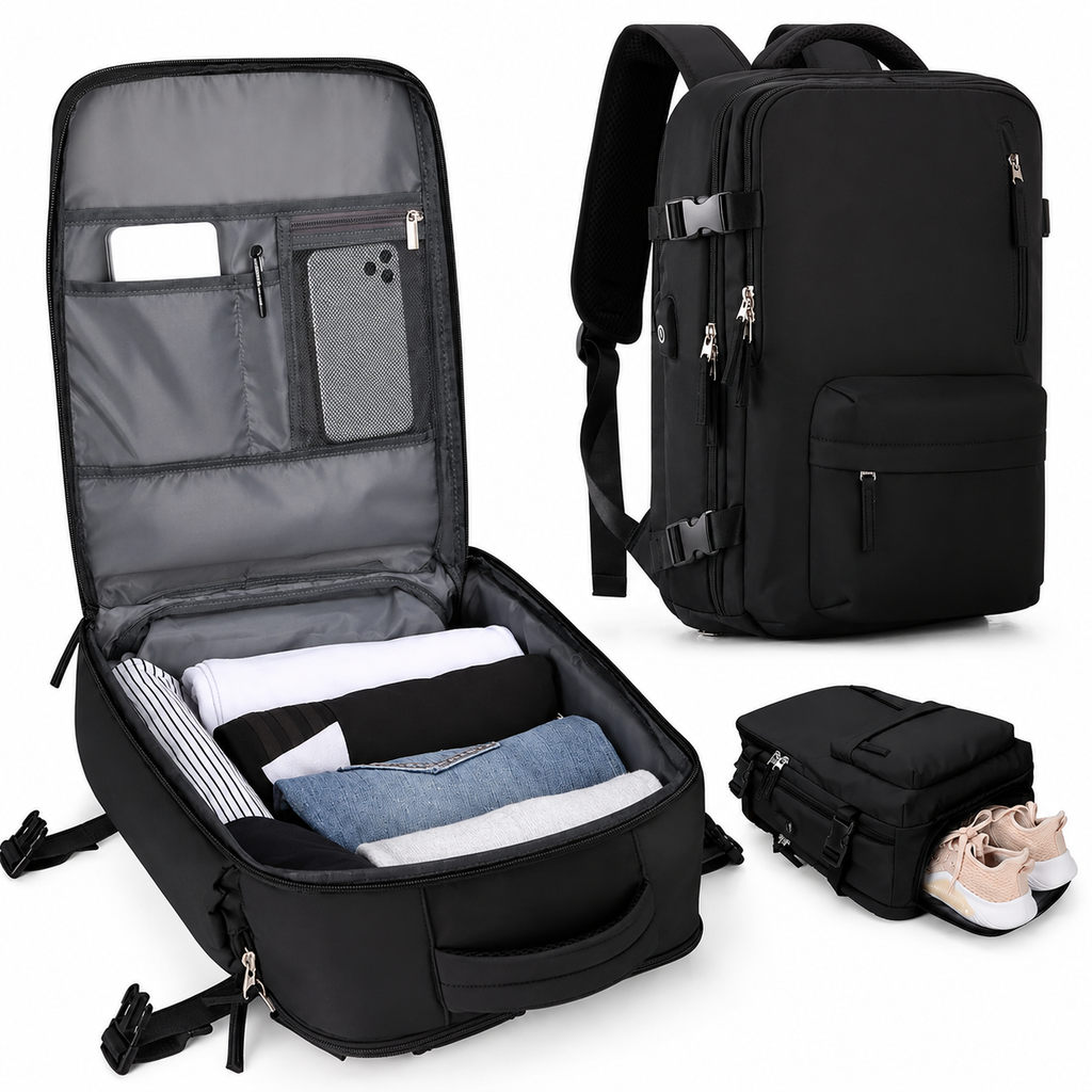 Carry On Travel Backpack With Laptop Compartment And Shoe Pocket