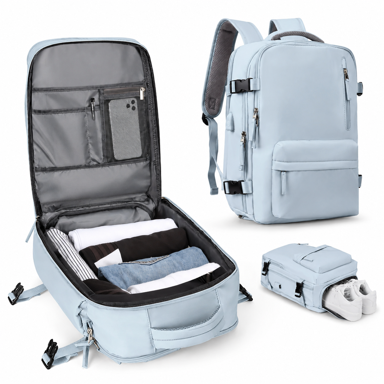 Carry On Travel Backpack With Laptop Compartment And Shoe Pocket