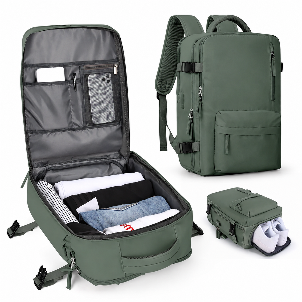 Carry On Travel Backpack With Laptop Compartment And Shoe Pocket