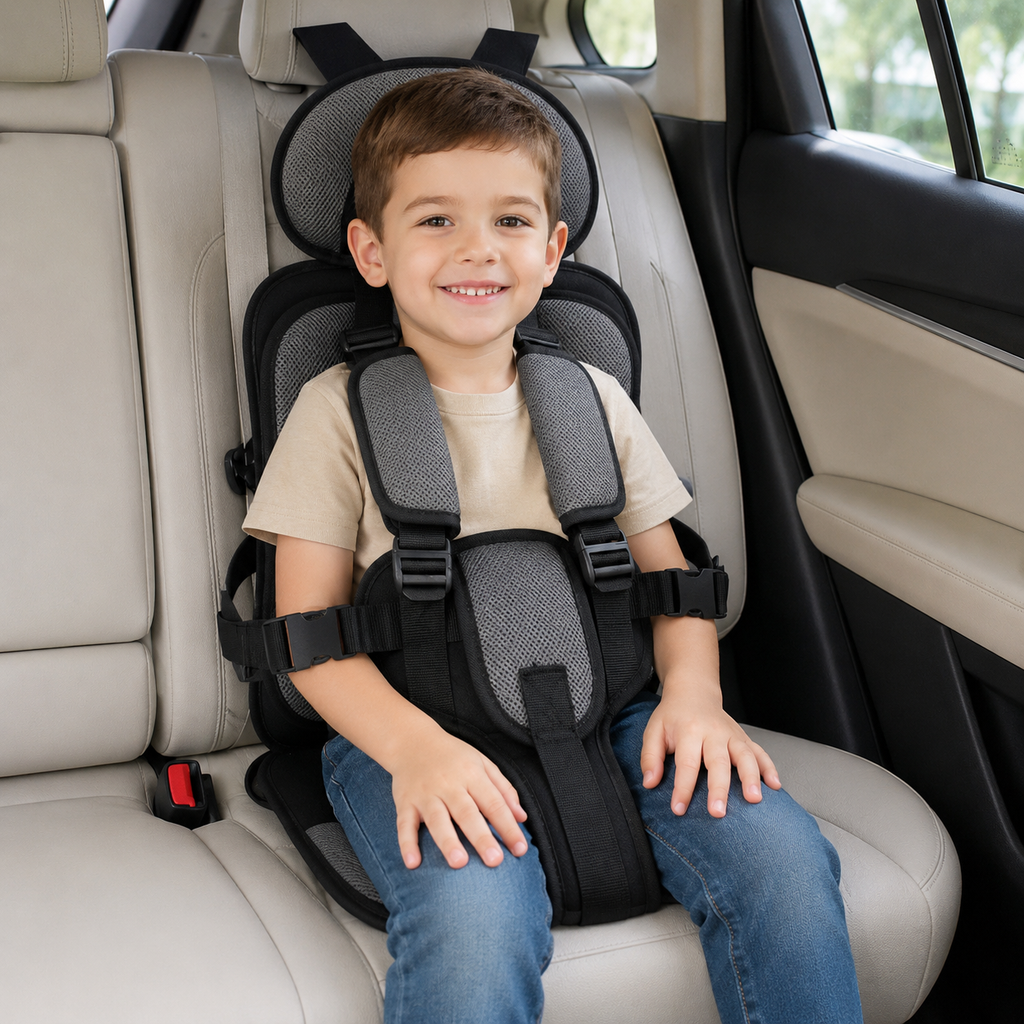 Portable Car Seat With 5-Point Harness For Travel And Comfort