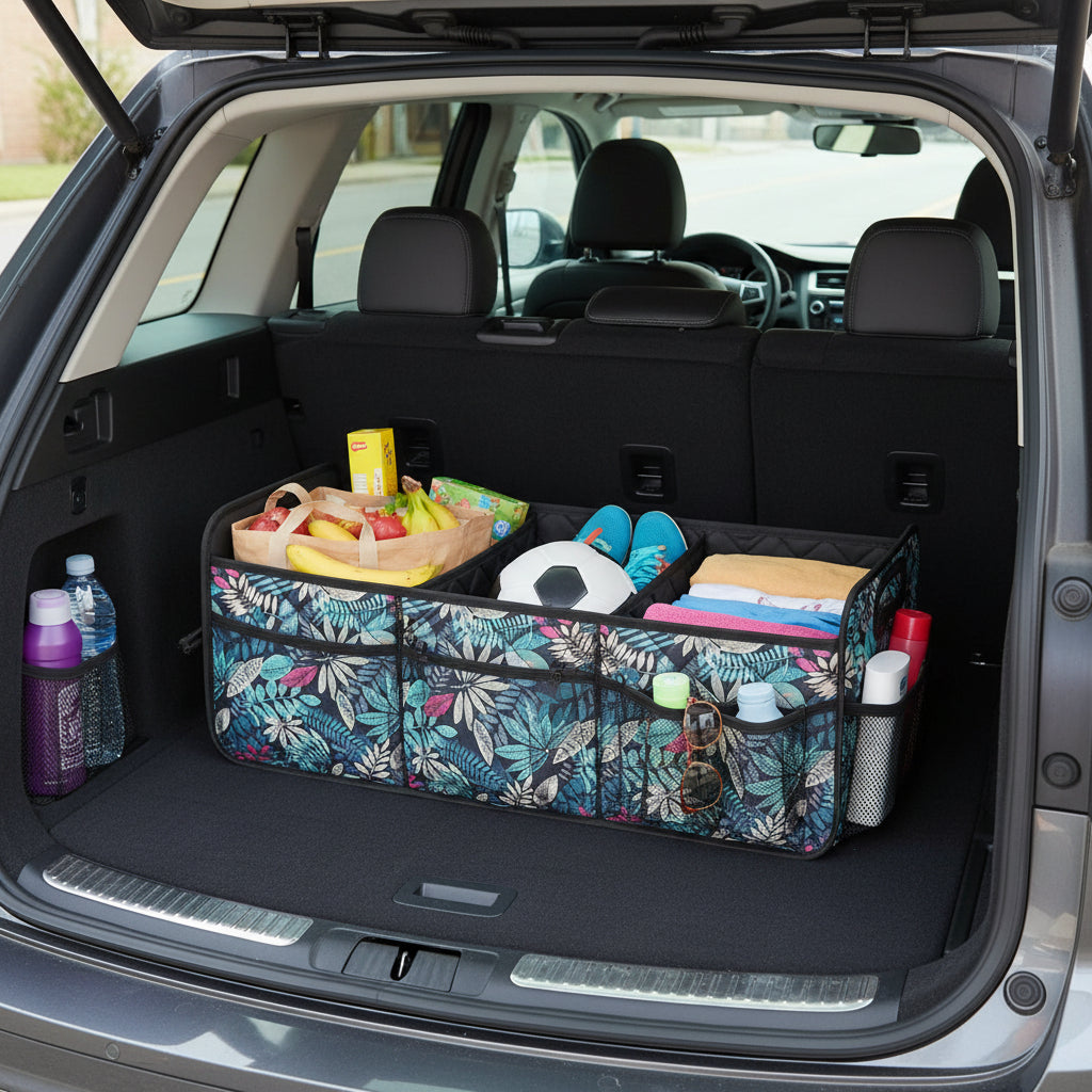 Foldable Car Trunk Storage Organizer With Waterproof Fabric And 50L Capacity