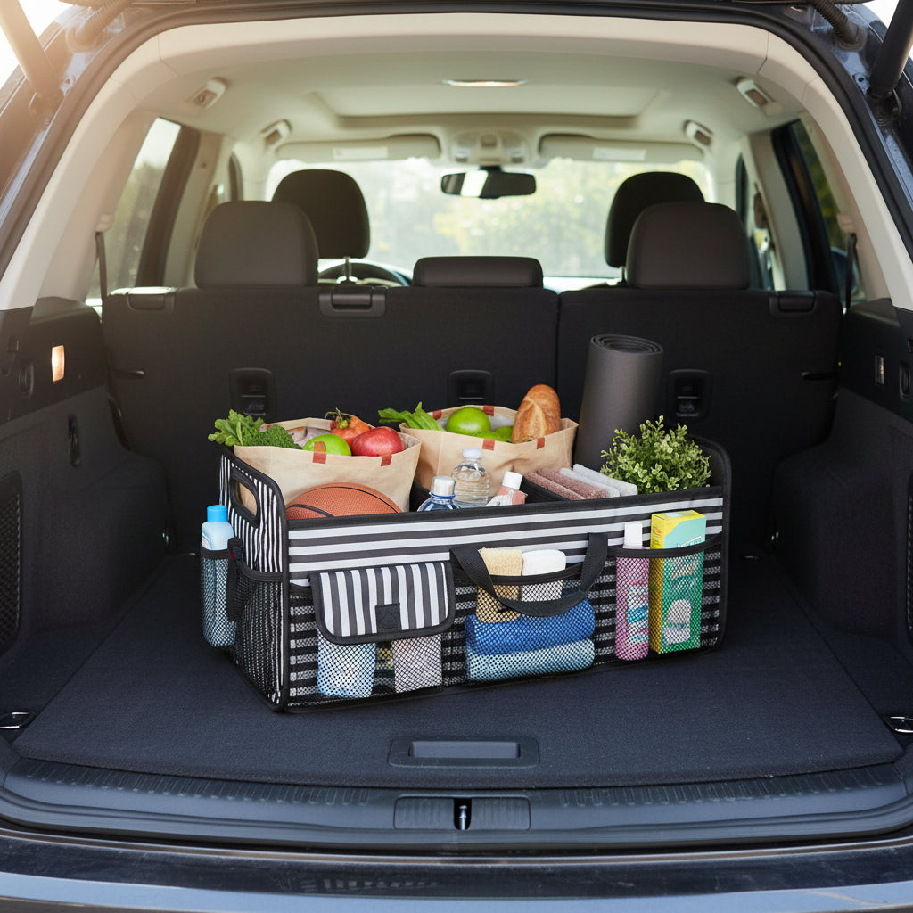 Foldable Car Trunk Storage Organizer With Waterproof Fabric And 50L Capacity
