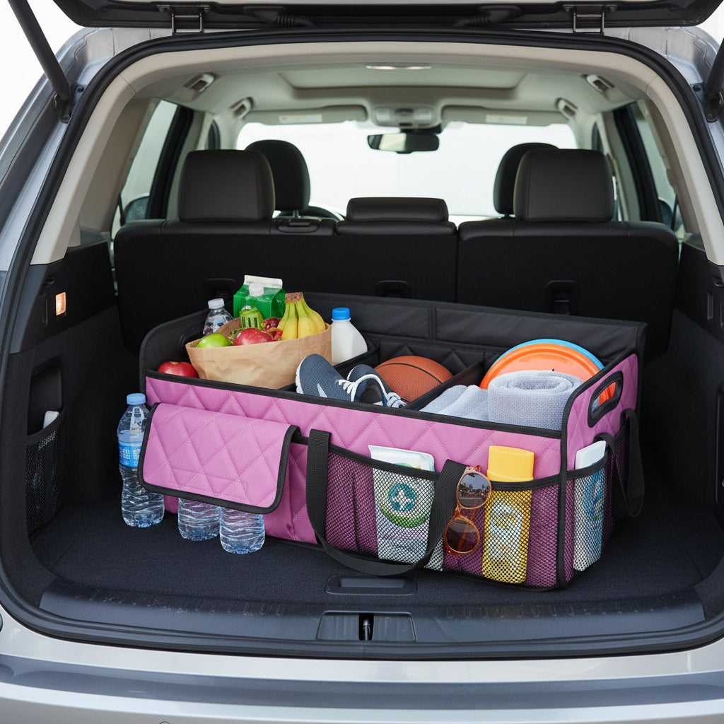 Foldable Car Trunk Storage Organizer With Waterproof Fabric And 50L Capacity
