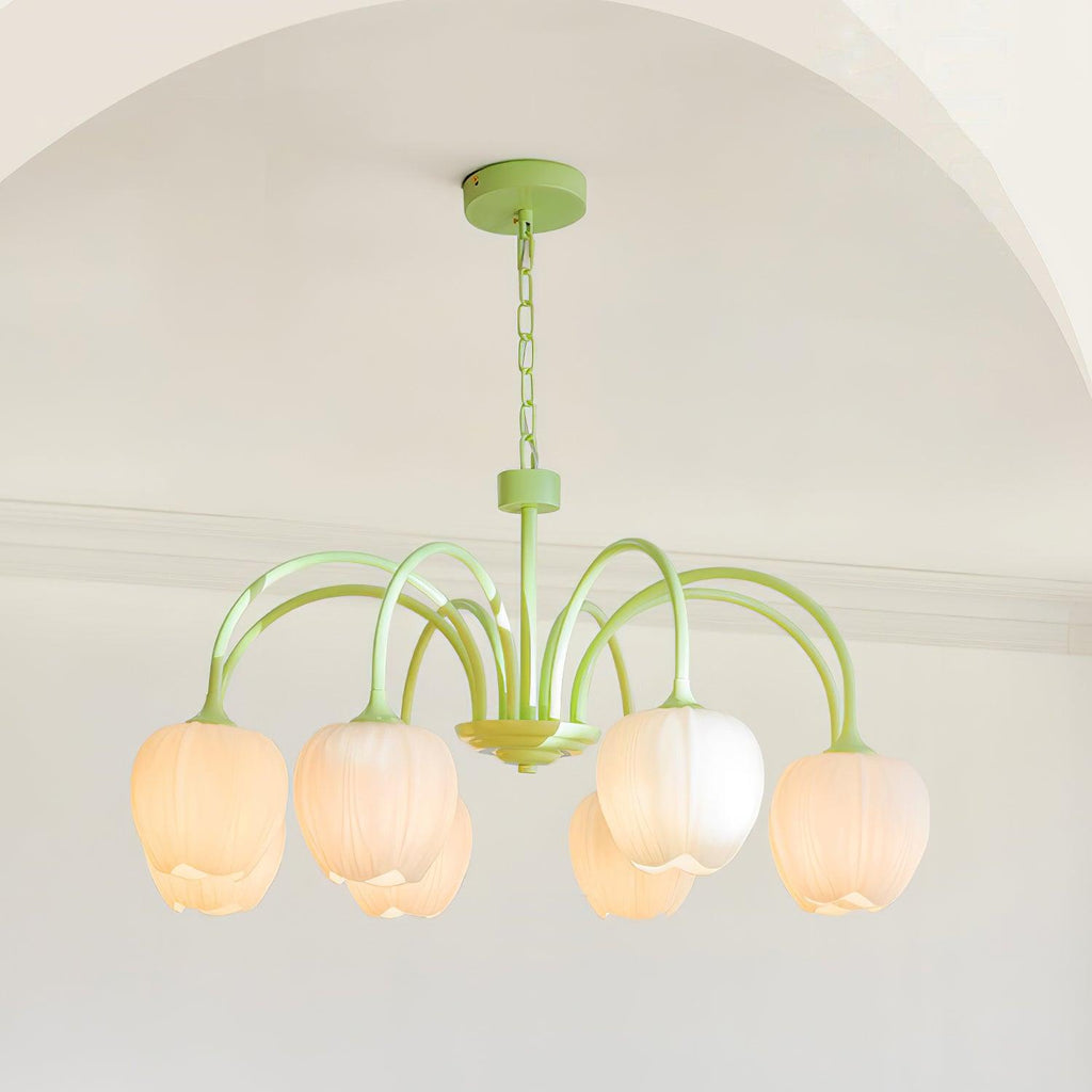 Aurelo Tulipán ihlette matcha csillár nyugodt árnyalatokban | Snurv