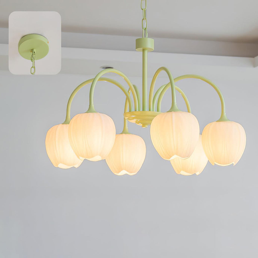 Aurelo Tulipán ihlette matcha csillár nyugodt árnyalatokban | Snurv