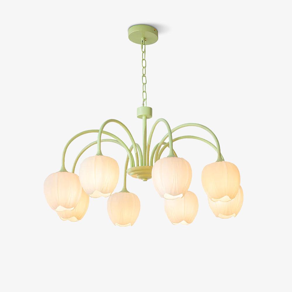 Aurelo Tulipán ihlette matcha csillár nyugodt árnyalatokban | Snurv