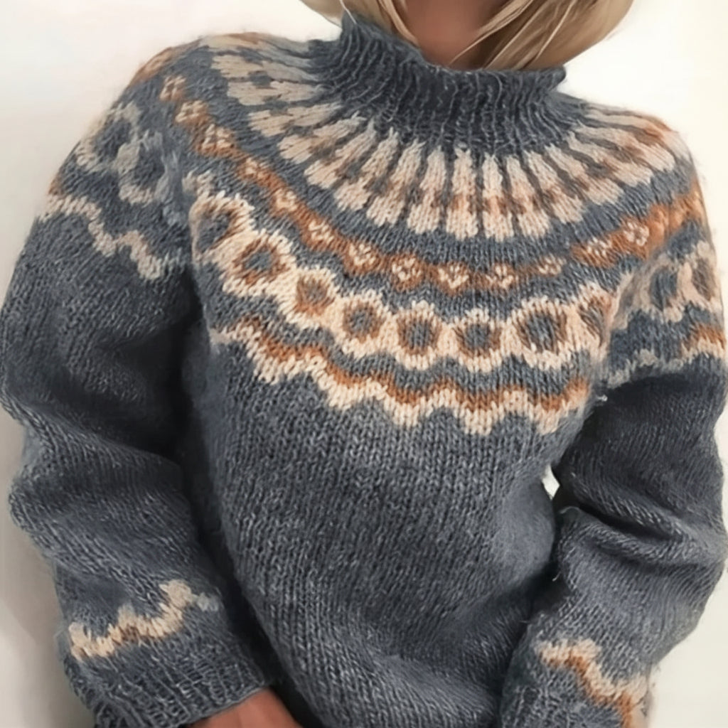 Nordic Knit Pullover With Turtleneck For Winter Warmth