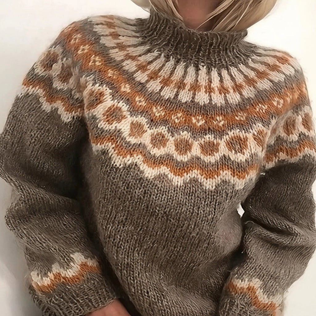 Nordic Knit Pullover With Turtleneck For Winter Warmth