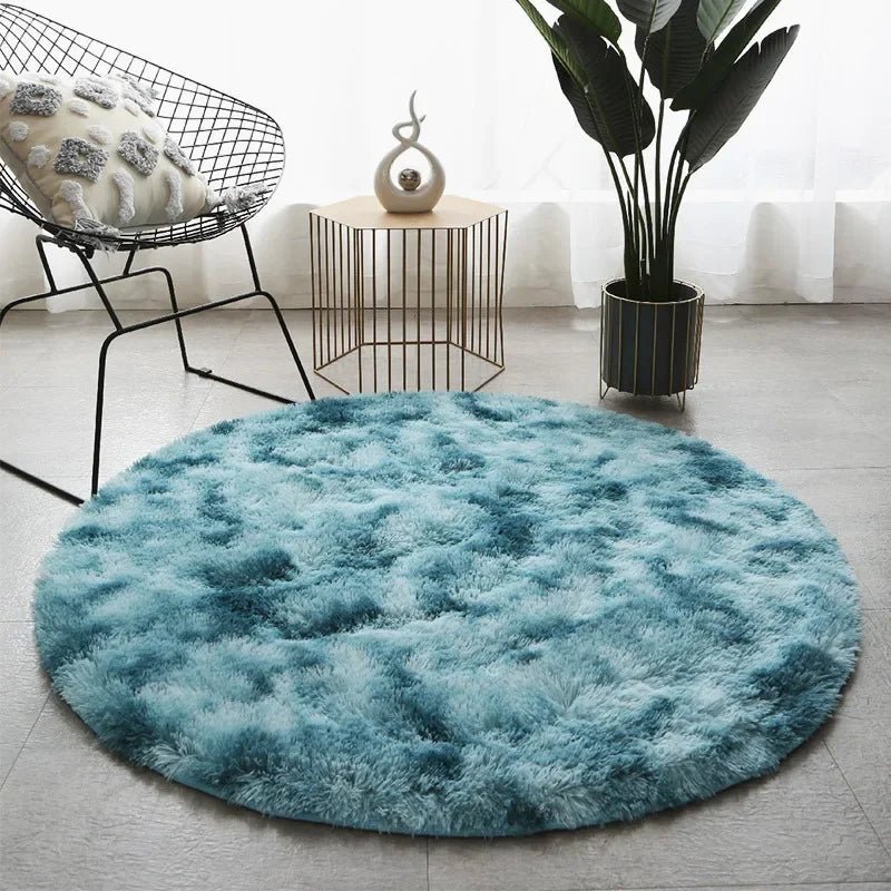 Fluffora ultrasoft rund plyschmatta för mysiga vardagsrum