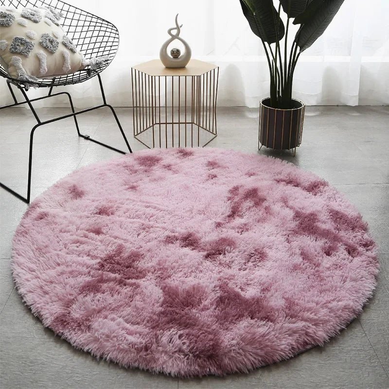 Fluffora ultrasoft rund plyschmatta för mysiga vardagsrum