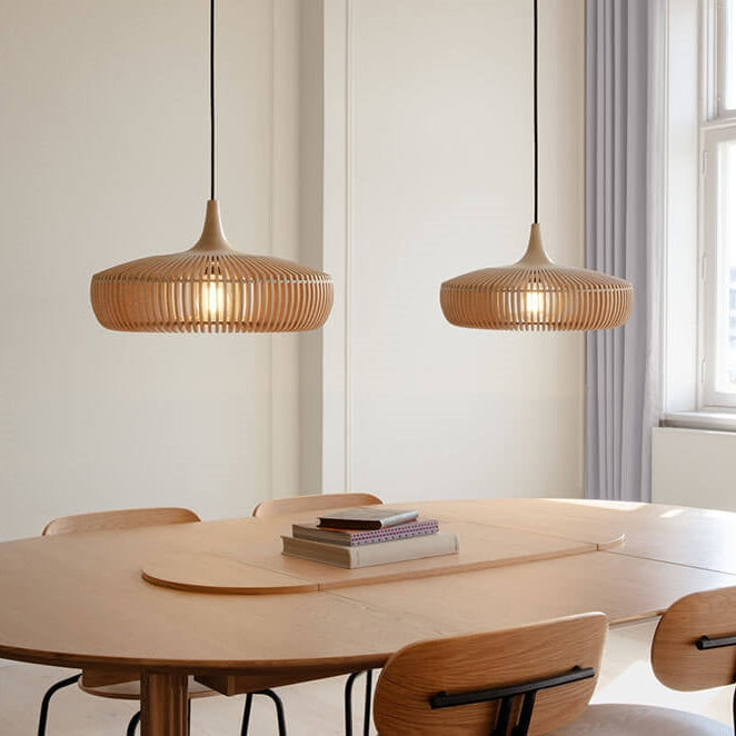 Wood Pendant Light With Minimalist Dome Shade For Indoor Use | Rosalyssa