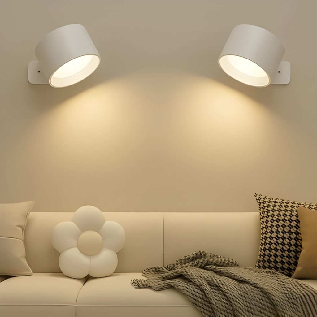 Justerbar væglampe med magnetisk beslag og genopladelig LED