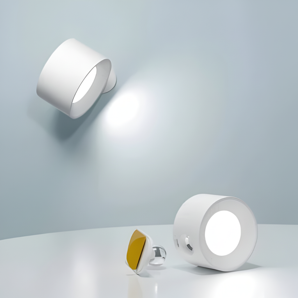 Justerbar væglampe med magnetisk beslag og genopladelig LED