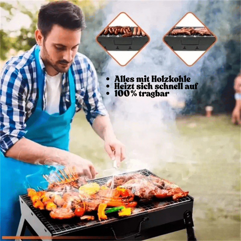 TrailBlaze Stainless Steel Charcoal Barbecue, Compact Outdoor Grill For Camping