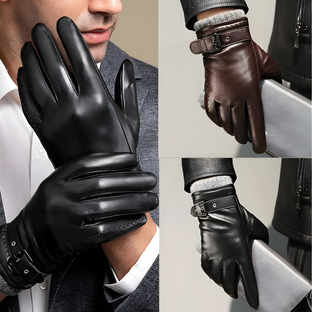 Men's Winter Touchscreen Gloves With Strap Closure For Driving