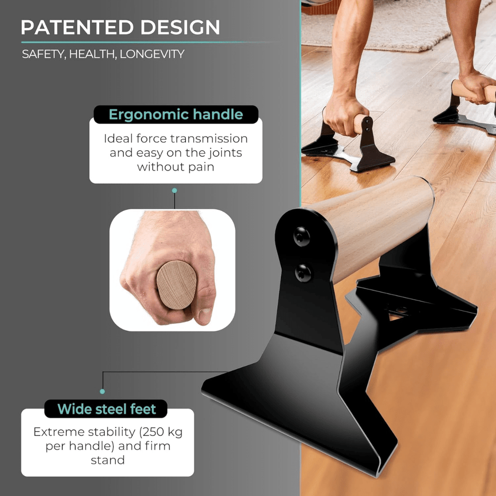 ZenGrip Ergonomische Holz-Parallettes für Liegestütze mit Stahlkern