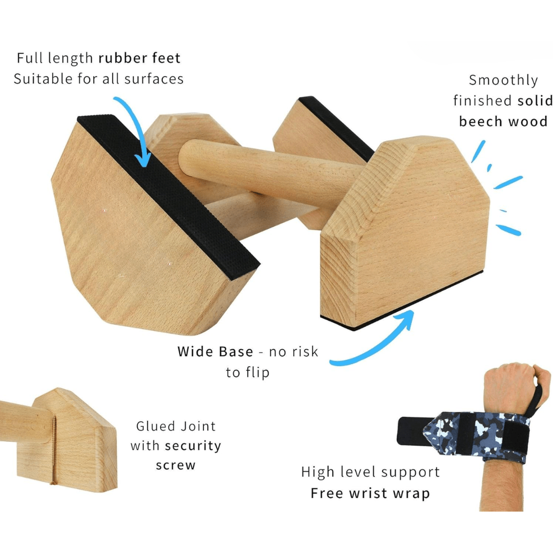NovaFlex Holz-Push-Up-Barren für stabiles Calisthenics-Training