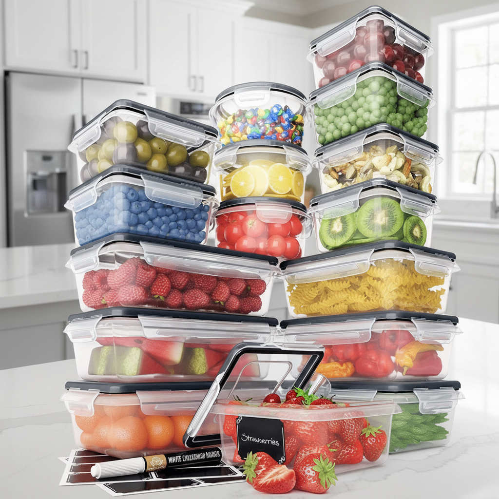 Bright Stack 16 vzduchotěsných úložných boxů pro elegantní organizaci kuchyně