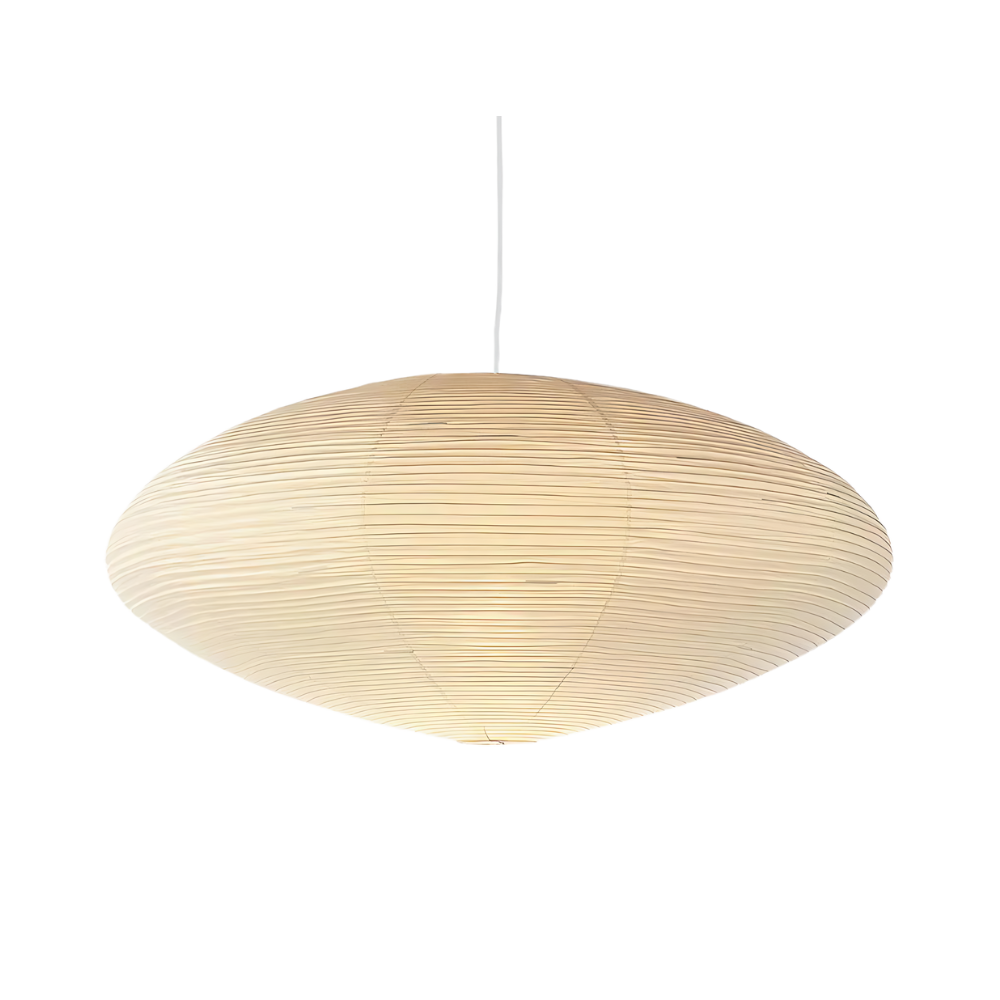 Lampada da soffitto Japandi in carta di gelso con LED bianco geometrico 50/60 cm