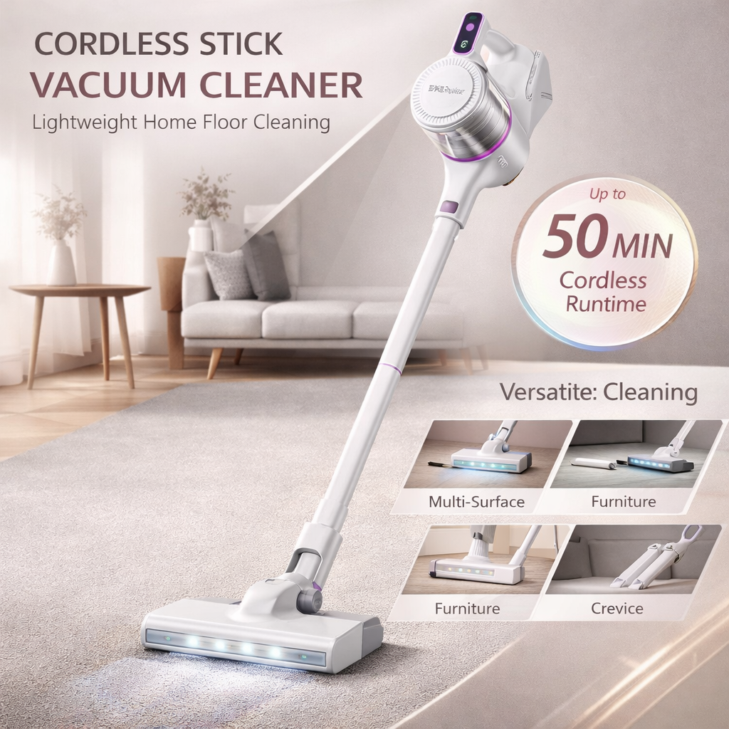 Lightweight Cordless Stick Vacuum For Home Floor Cleaning