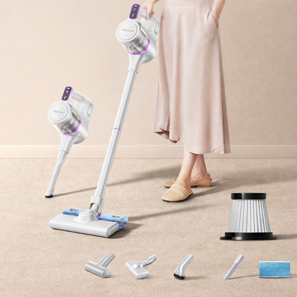 Rechargeable Stick Vacuum Cleaner With LED Display And Floor Brush