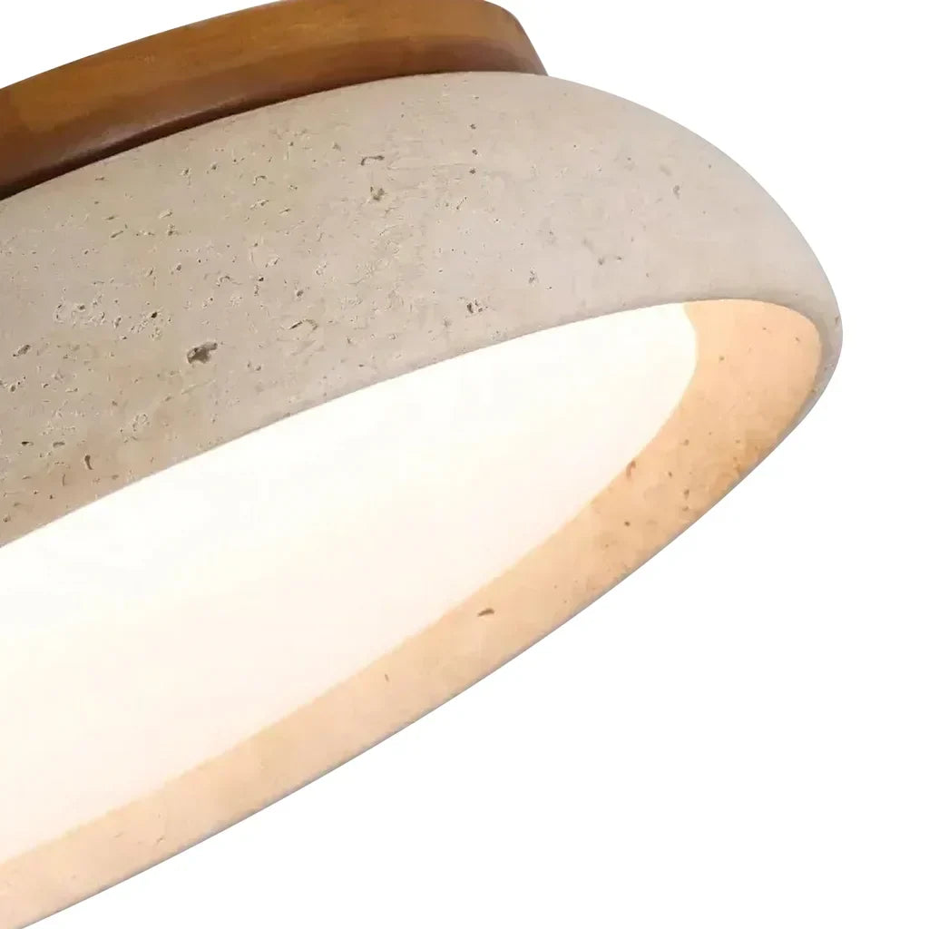 Ronde Plafondlamp van Travertijn met Warm Diffuus LED-licht