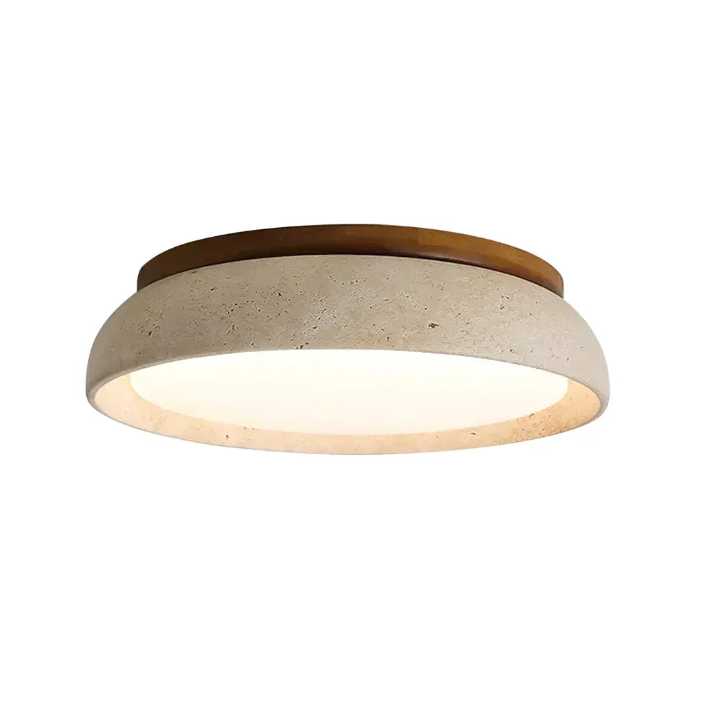 Ronde Plafondlamp van Travertijn met Warm Diffuus LED-licht