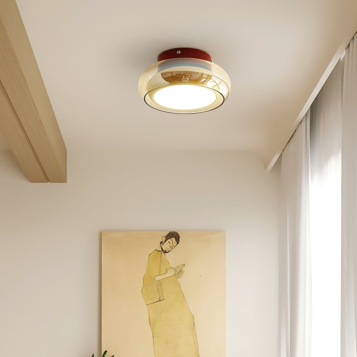 Flush Mount Vintage Style Ceiling Light With Round Glass Shade | Rosalyssa