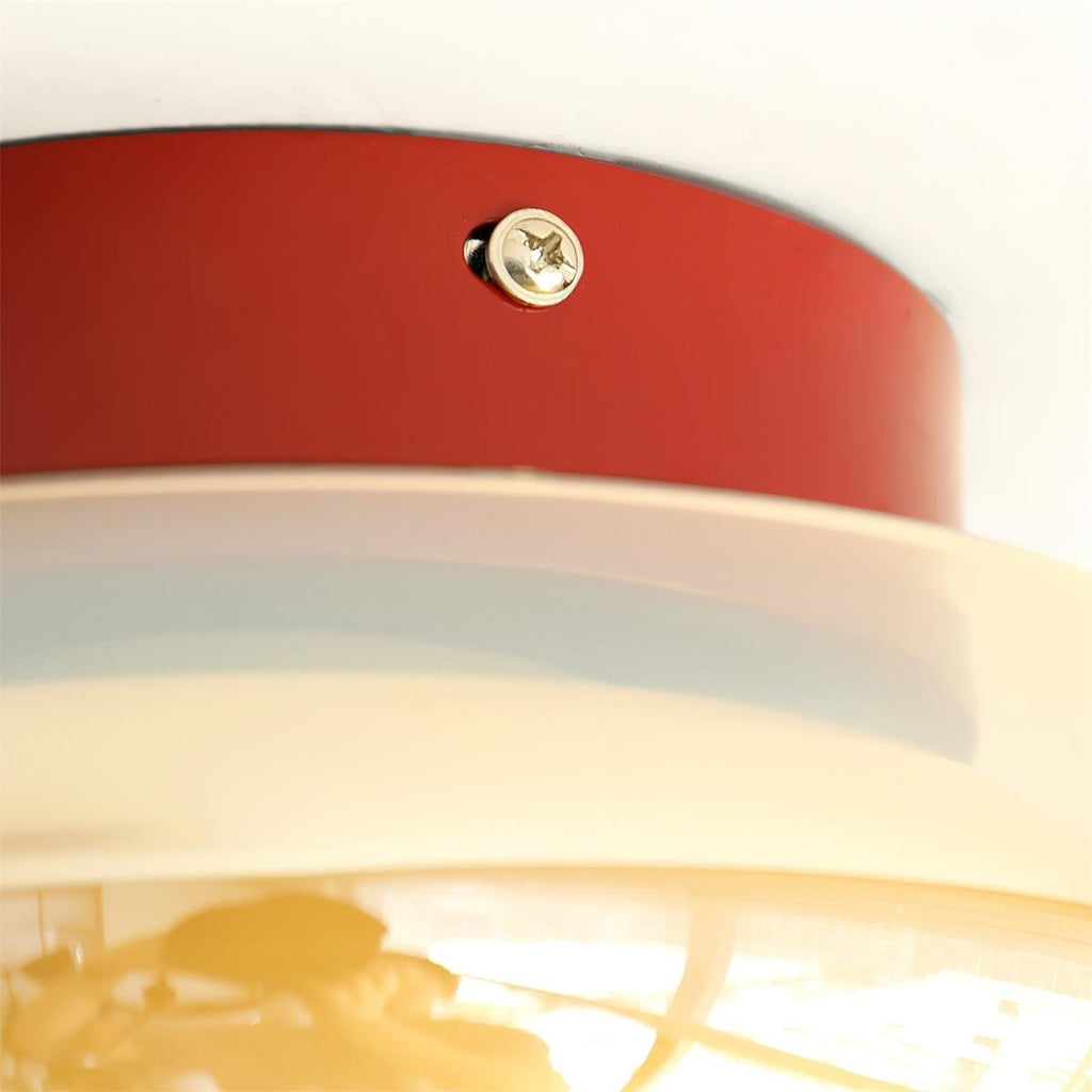 Flush Mount Vintage Style Ceiling Light With Round Glass Shade | Rosalyssa