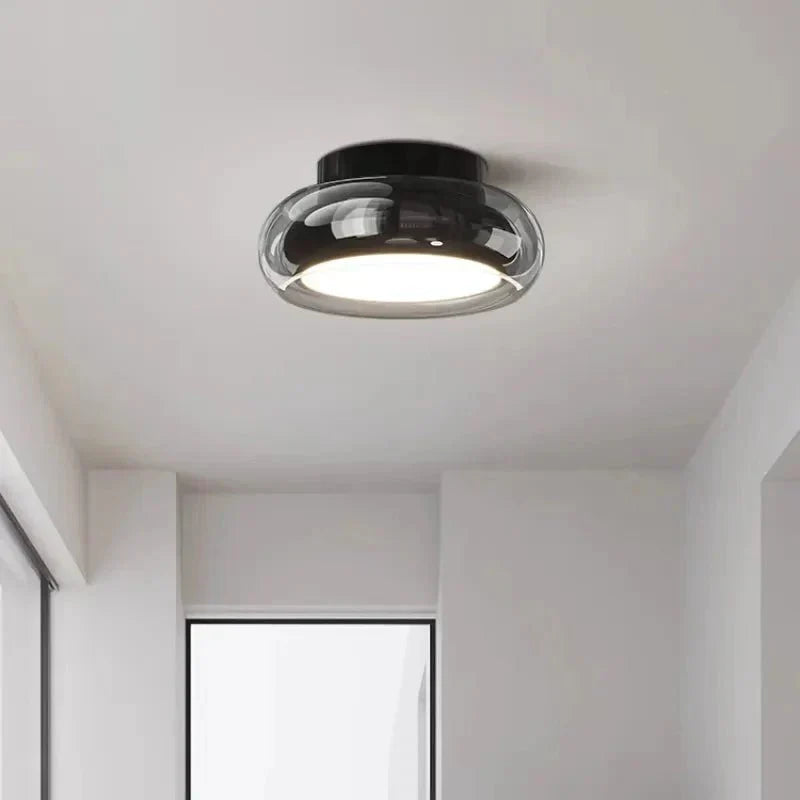 Flush Mount Vintage Style Ceiling Light With Round Glass Shade | Rosalyssa