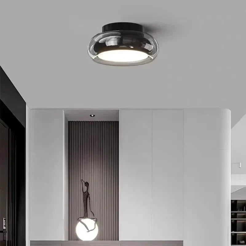 Flush Mount Vintage Style Ceiling Light With Round Glass Shade | Rosalyssa