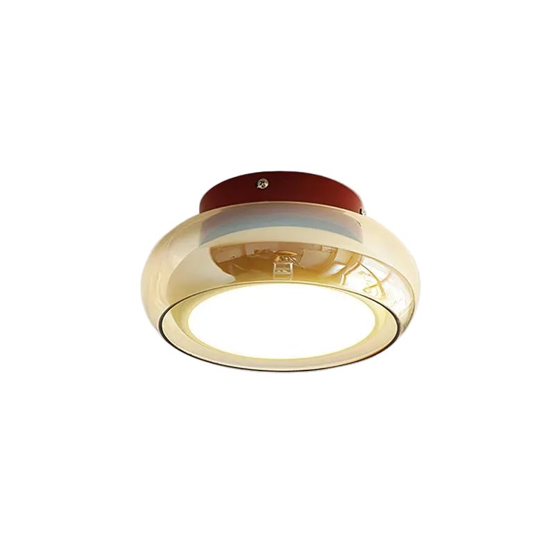 Flush Mount Vintage Style Ceiling Light With Round Glass Shade | Rosalyssa